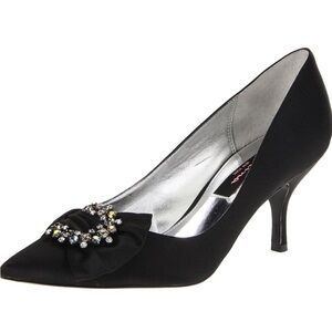 Nina Blaike- Pointed Toe Black Formal Leather Satin Pump Size 7.5
